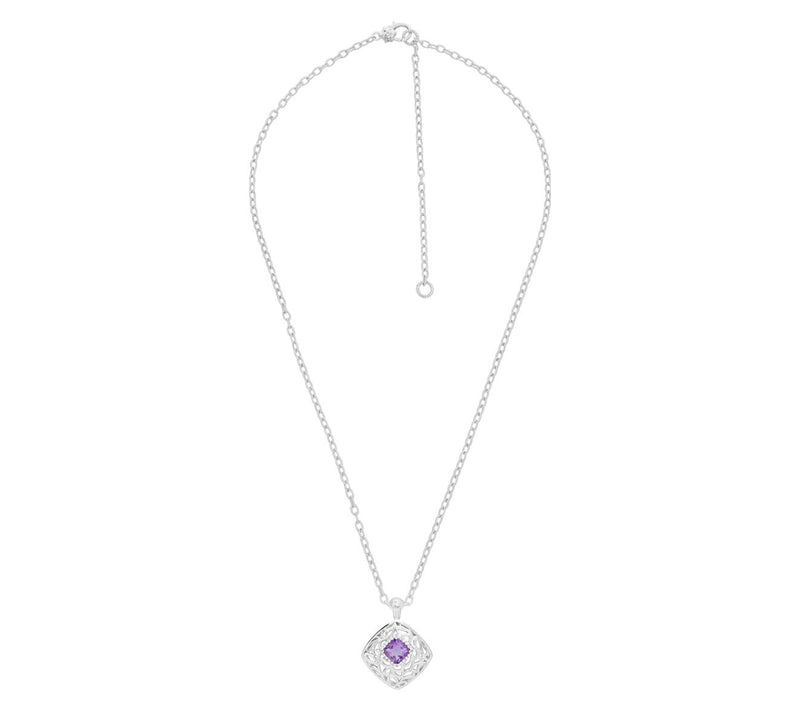 Ariva Sterling Silver Amethyst Vine Pendant w/ Chain — View 4