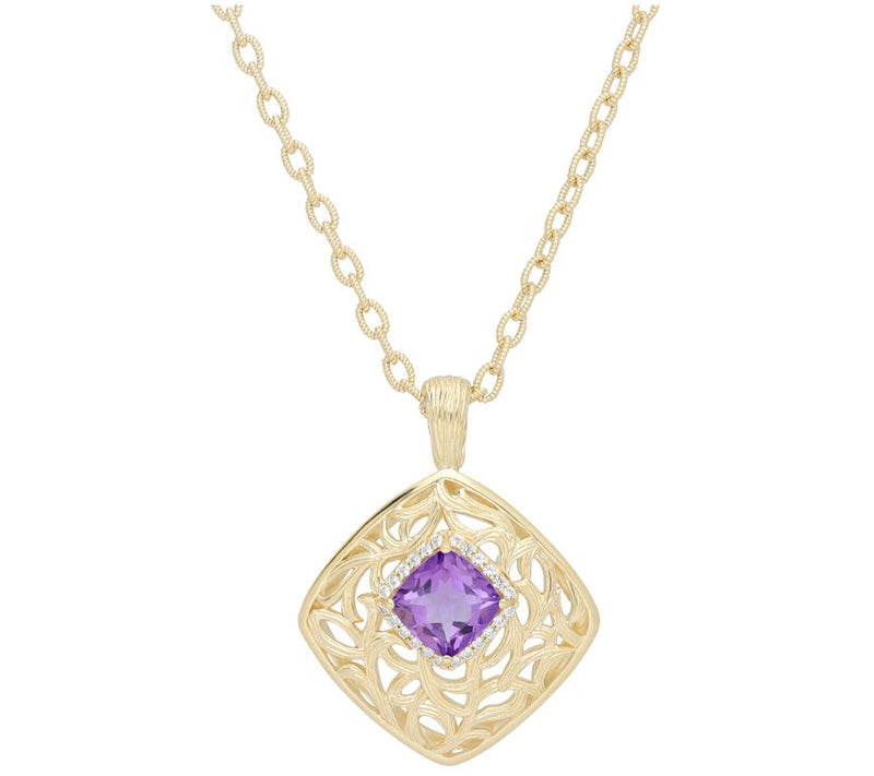 Ariva 18K Gold Clad Amethyst Vine Pendant w/ Ch ain — Main view