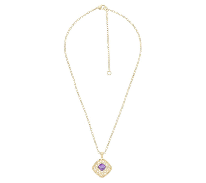 Ariva 18K Gold Clad Amethyst Vine Pendant w/ Ch ain — View 4