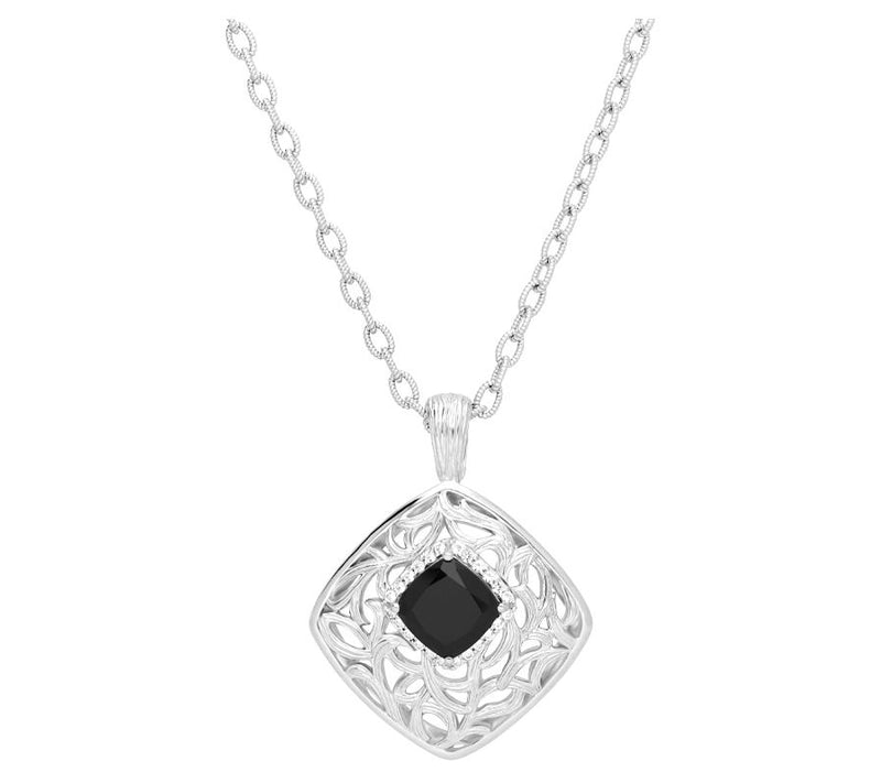 Ariva Sterling Silver Onyx Vine Pendant w/ Chain — Main view