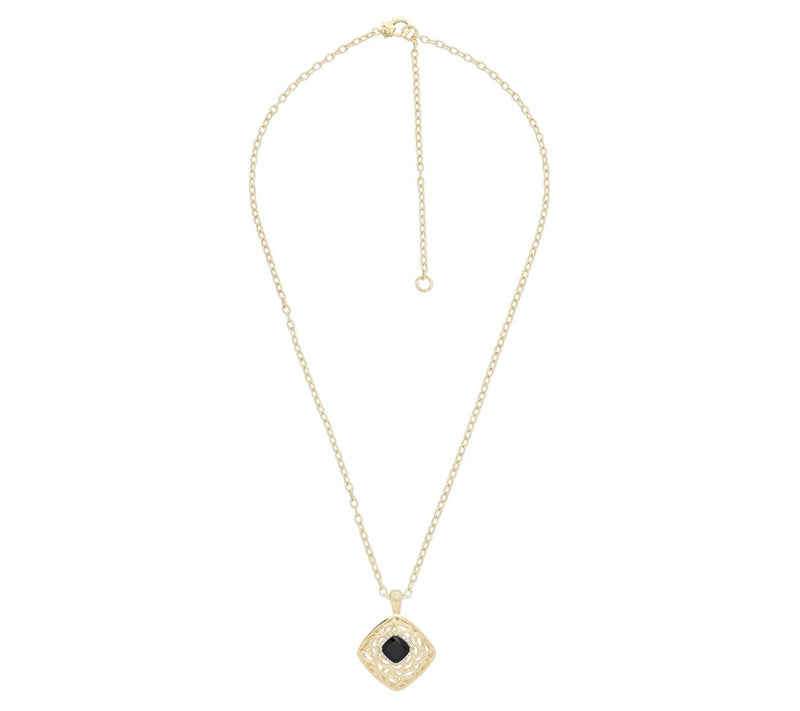 Ariva 18K Gold-Clad Onyx Vine Pendant w/ Chain — View 4