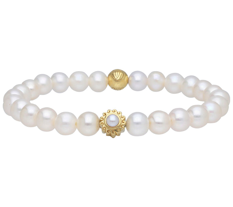 Goddaughters 14K Gold Clad Pearl Sun Stretch Bracelet — Main view
