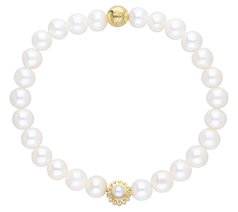 Goddaughters 14K Gold Clad Pearl Sun Stretch Bracelet — View 3
