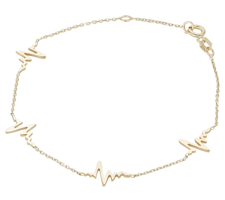 NJO Designs 10K Gold Heartbeat Station Bracelet — View 3