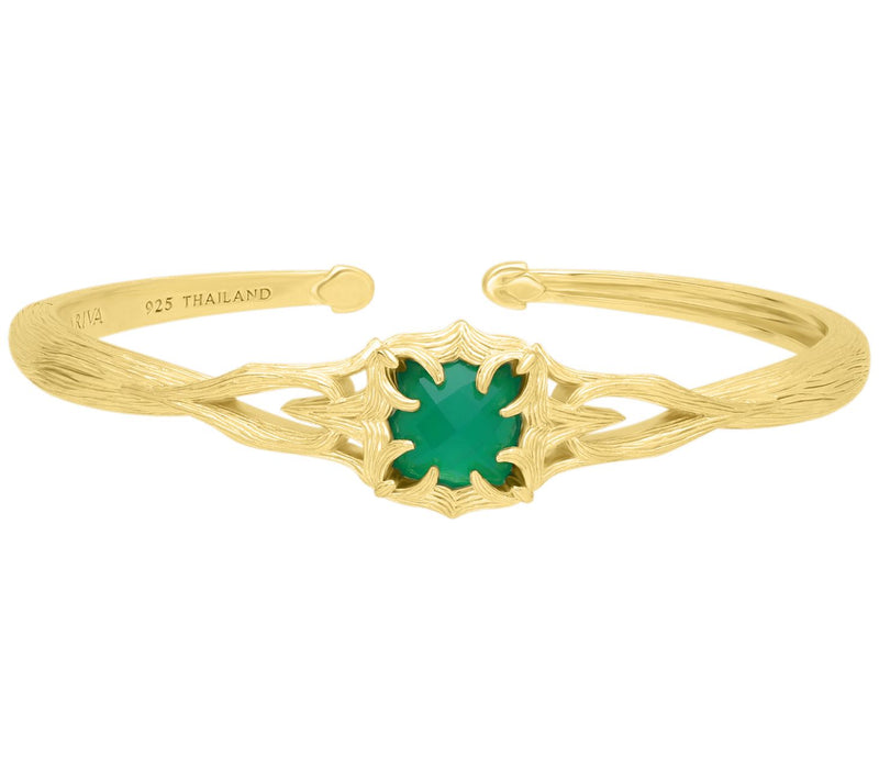 Ariva 18K Gold Clad Green Chalcedony Vine Cuff — Main view