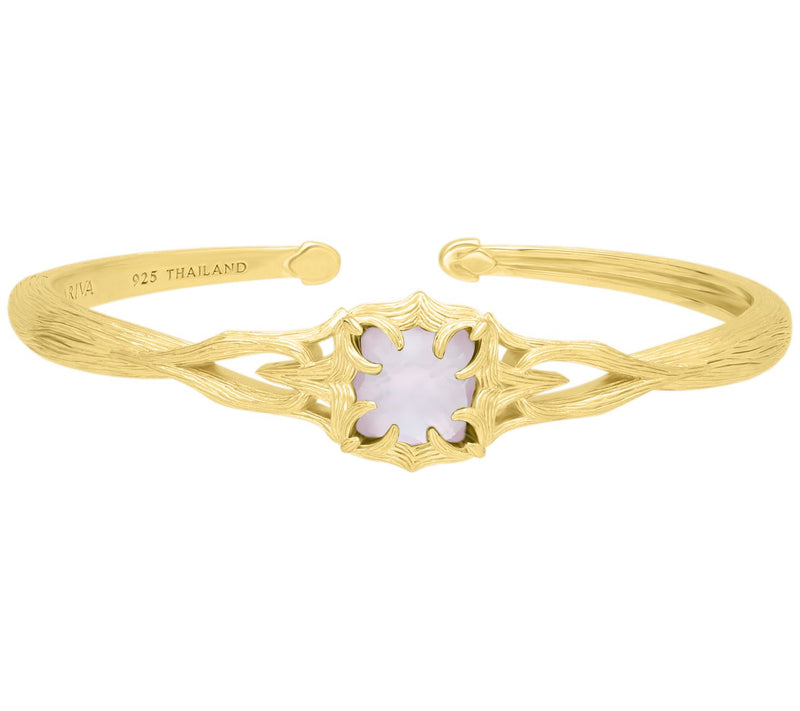 Ariva 18K Gold Clad Rose Quartz Vine Cuff — Main view