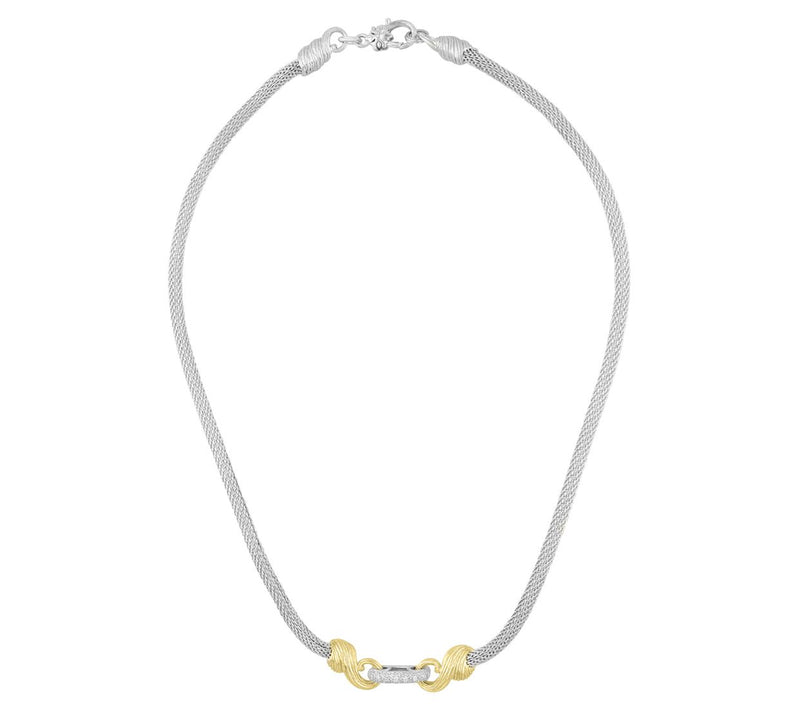 Ariva Sterling and 18K Gold Clad White Topaz Mesh Necklace — View 4