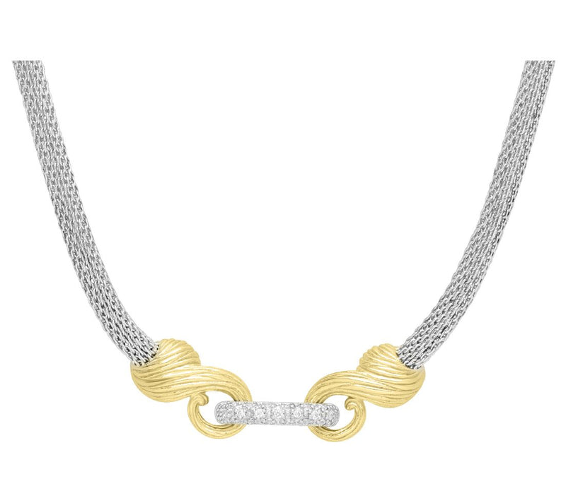 Ariva Sterling and 18K Gold Clad White Topaz Mesh Necklace — Main view