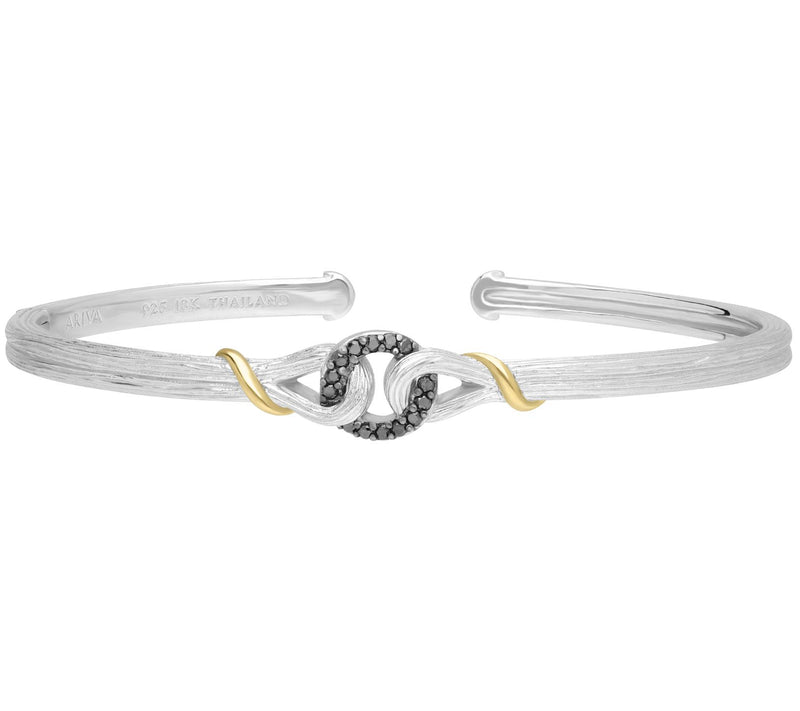 Ariva Sterling Silver & 18K Gold Black Diamond Cuff — Main view