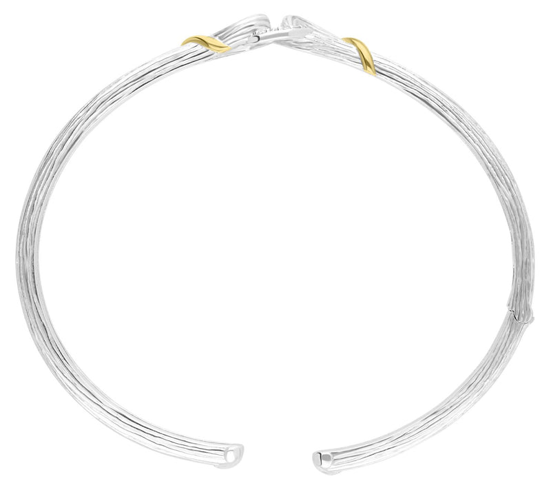 Ariva Sterling Silver & 18K Gold Diamond Cuff — View 3