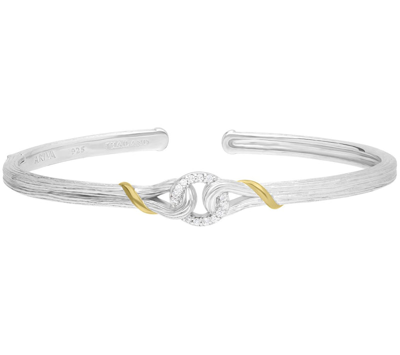 Ariva Sterling Silver & 18K Gold Diamond Cuff — Main view