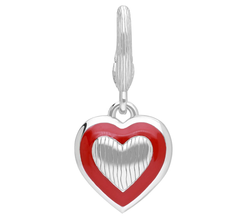Ariva Sterling Silver Red Enamel Heart Charm — View 3