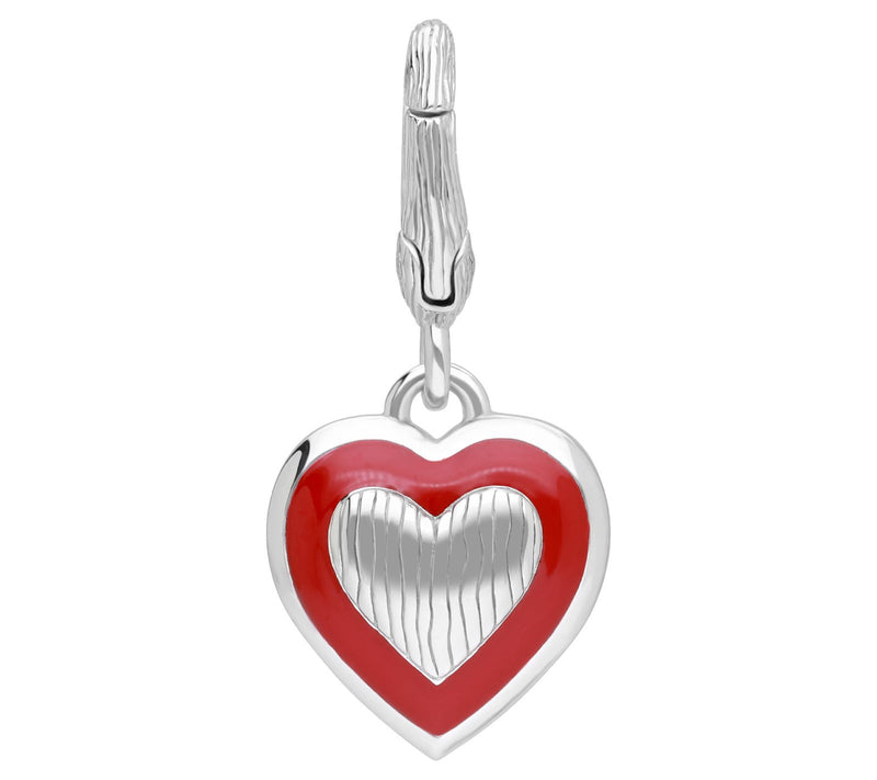 Ariva Sterling Silver Red Enamel Heart Charm — View 4