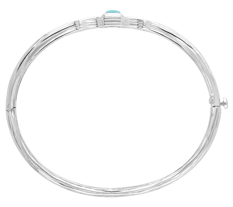 Ariva Sterling Silver Gemstone Silk Textured Hinged Bangle — View 9