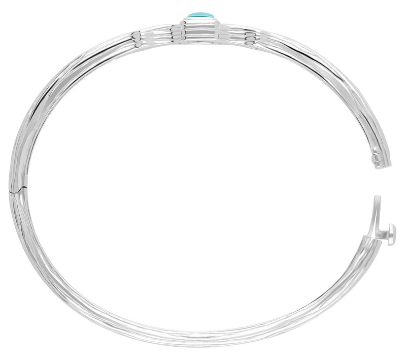 Ariva Sterling Silver Gemstone Silk Textured Hinged Bangle — View 10