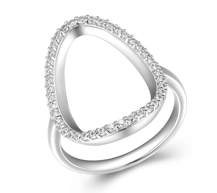 Diamonique 0.65 cttw Open Oval Ring, Sterling Silver