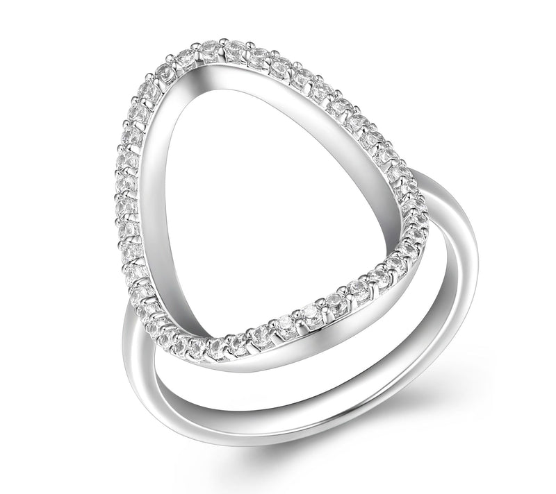Diamonique 0.65 cttw Open Oval Ring, Sterling Silver — Main view