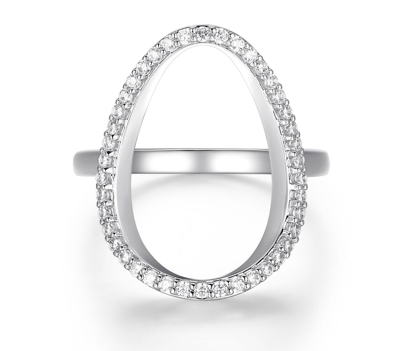 Diamonique 0.65 cttw Open Oval Ring, Sterling Silver — View 4