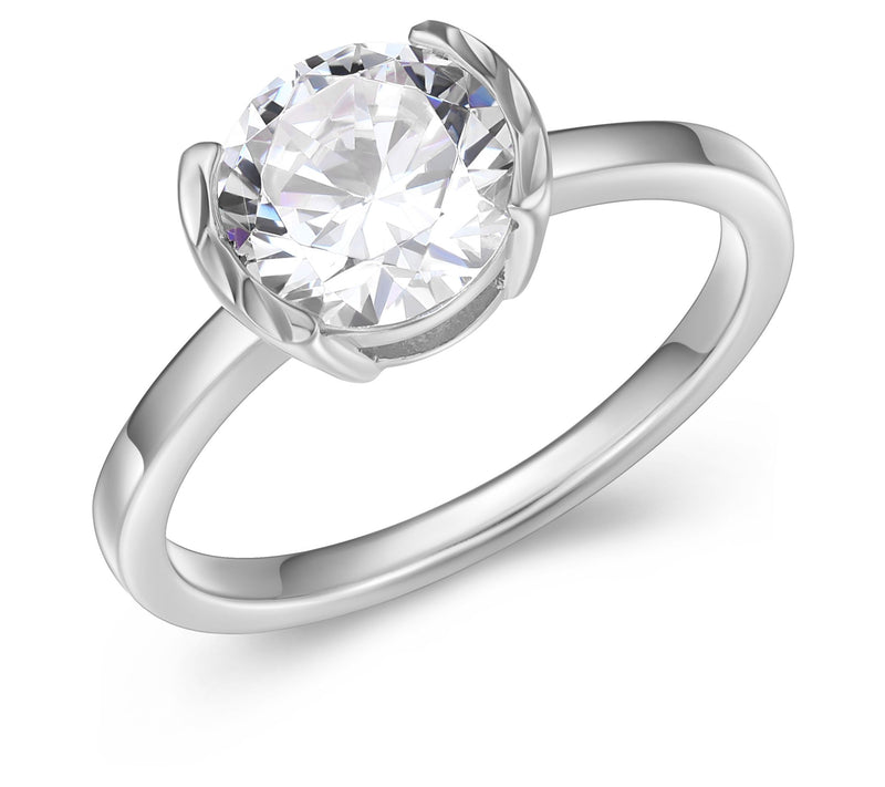 Diamonique 3.05 cttw Solitaire Ring, Sterling Silver — Main view
