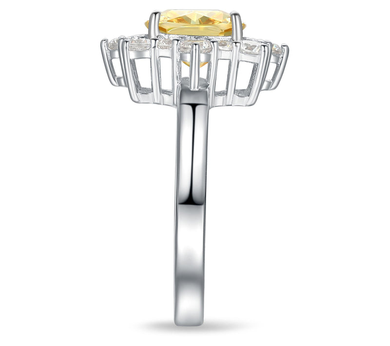 Diamonique 4.65 Canary Cocktail Ring, Platinum-Clad — View 5