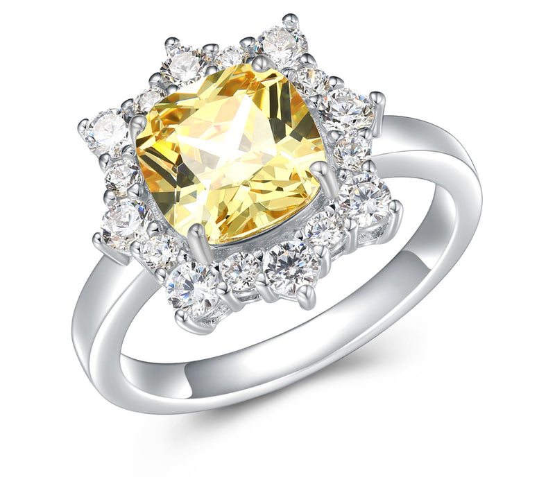 Diamonique 4.65 Canary Cocktail Ring, Platinum-Clad — Main view