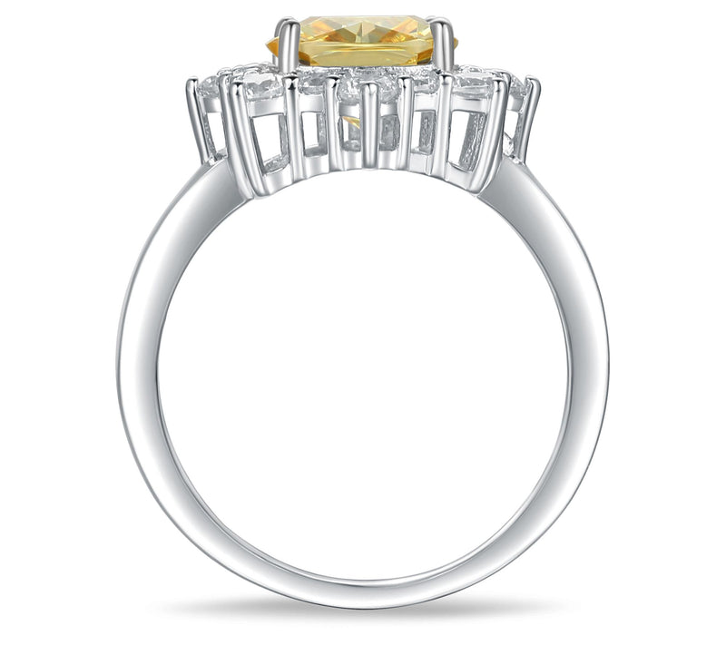 Diamonique 4.65 Canary Cocktail Ring, Platinum-Clad — View 4