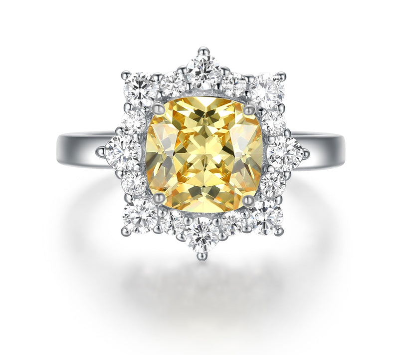 Diamonique 4.65 Canary Cocktail Ring, Platinum-Clad — View 6