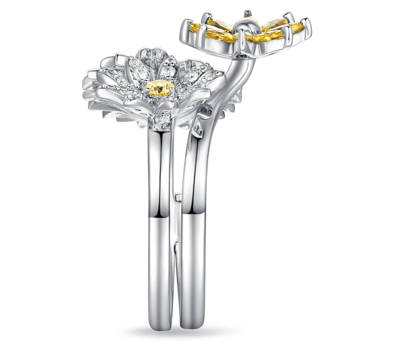 Diamonique 2.15 cttw Flower Ring, Sterling Silver — View 5