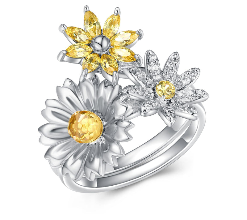 Diamonique 2.15 cttw Flower Ring, Sterling Silver — View 3
