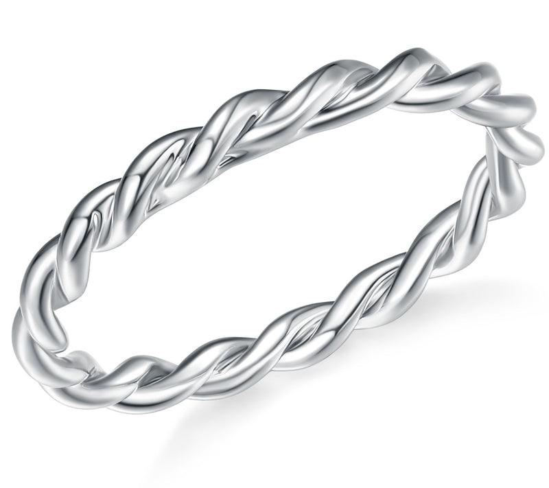 Sterling Silver High Polished Twisted Band Ring — View 3