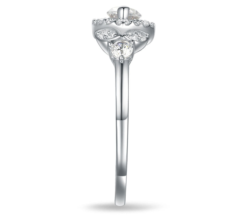 Diamonique 1.45 cttw Marquise-Cut Halo Ring, Sterling Silver — View 5