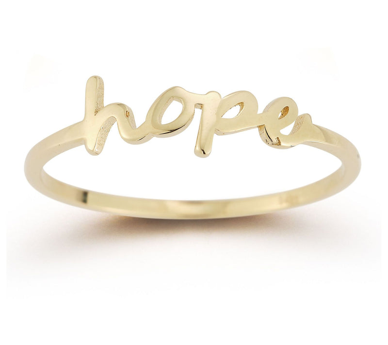 Luminosa Gold Script Hope Band Ring, 14K — Main view
