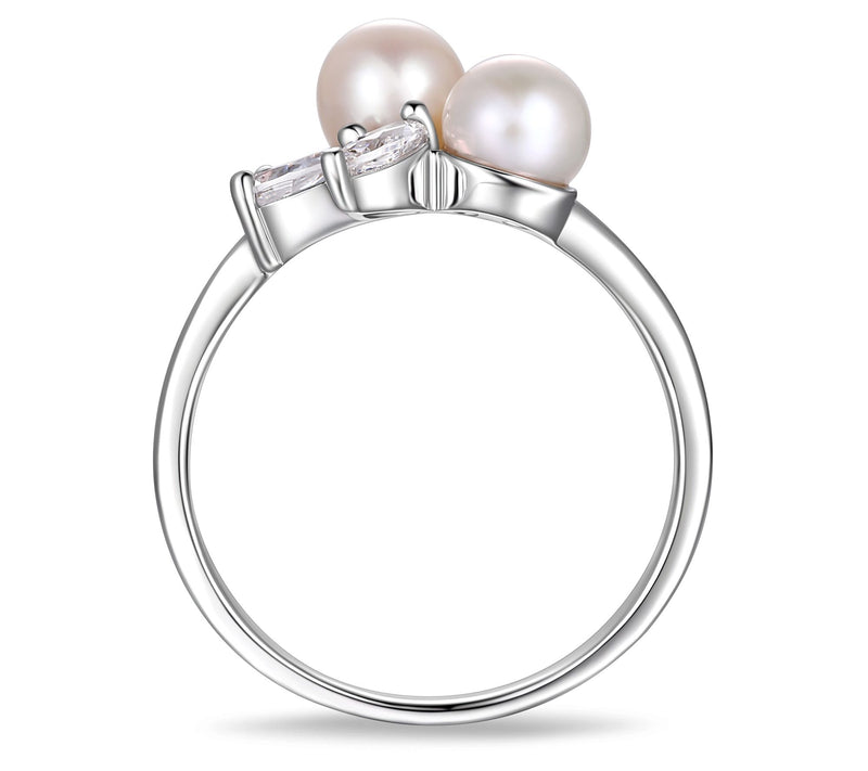 Diamonique Cultured Pearl Ring, Platinum Clad — View 5