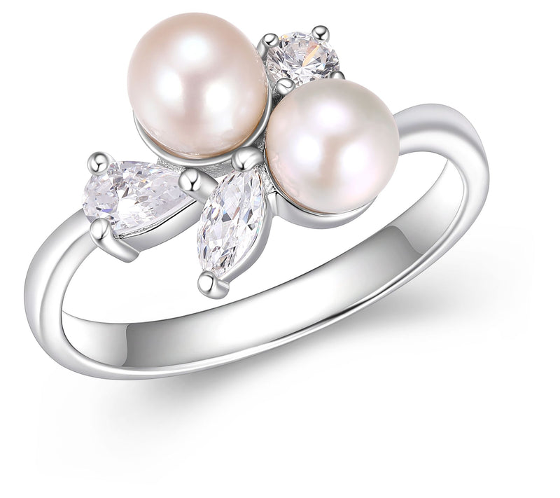 Diamonique Cultured Pearl Ring, Platinum Clad — Main view