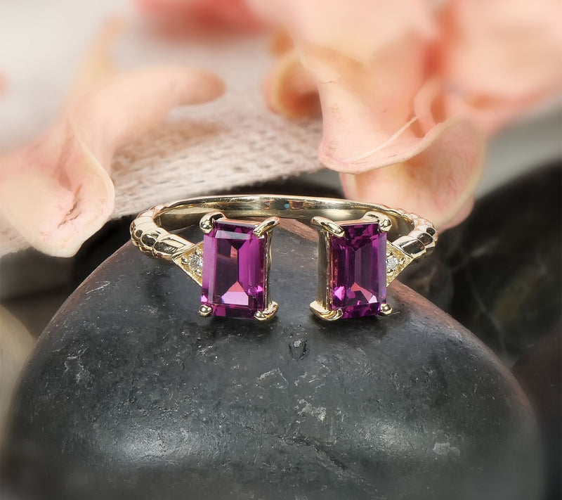 ByGOLDGIRLx Zenlora Diamond Accent Gemstone Ring, 1 4K Gold — View 12