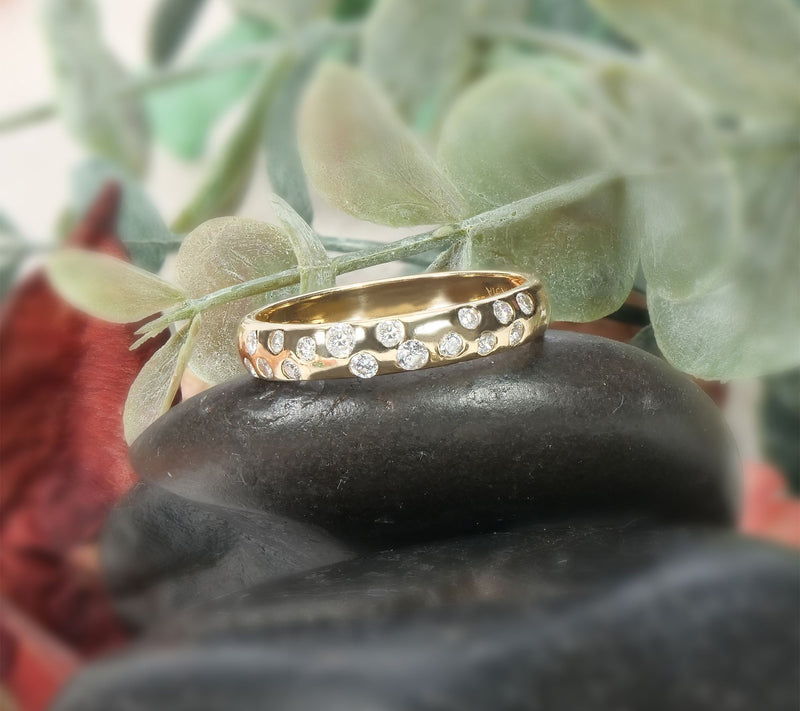 ByGOLDGIRL x Zenlora Scattered Diamond Band Ring, 14K Gold — View 4