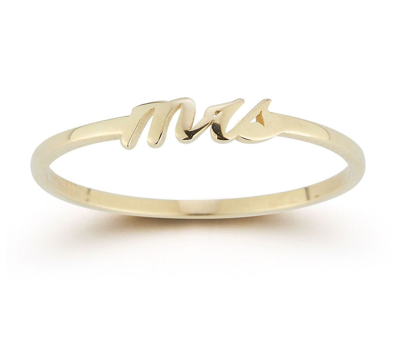 Luminosa Gold Script Mrs Ring, 14K — View 3