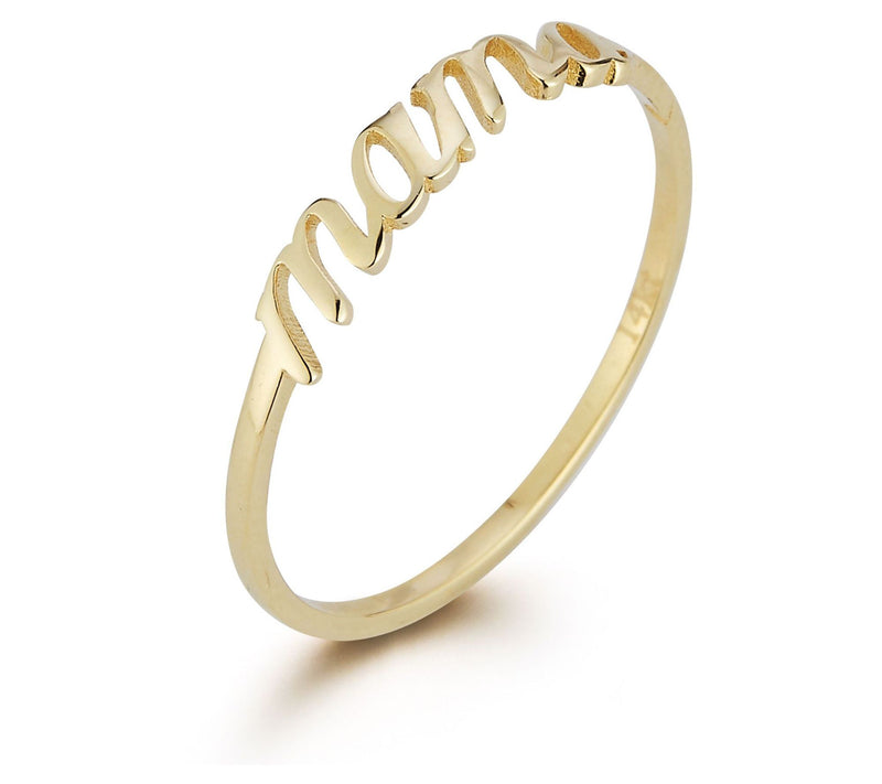 Luminosa Gold Script Mama Ring, 14K — View 4