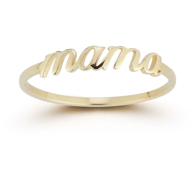 Luminosa Gold Script Mama Ring, 14K — Main view