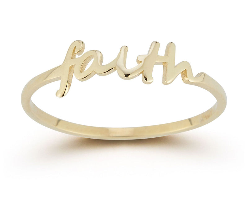 Luminosa Gold Script Faith Ring, 14K — View 3