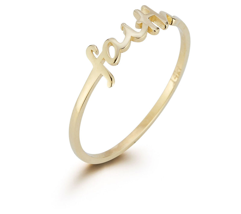 Luminosa Gold Script Faith Ring, 14K — View 4