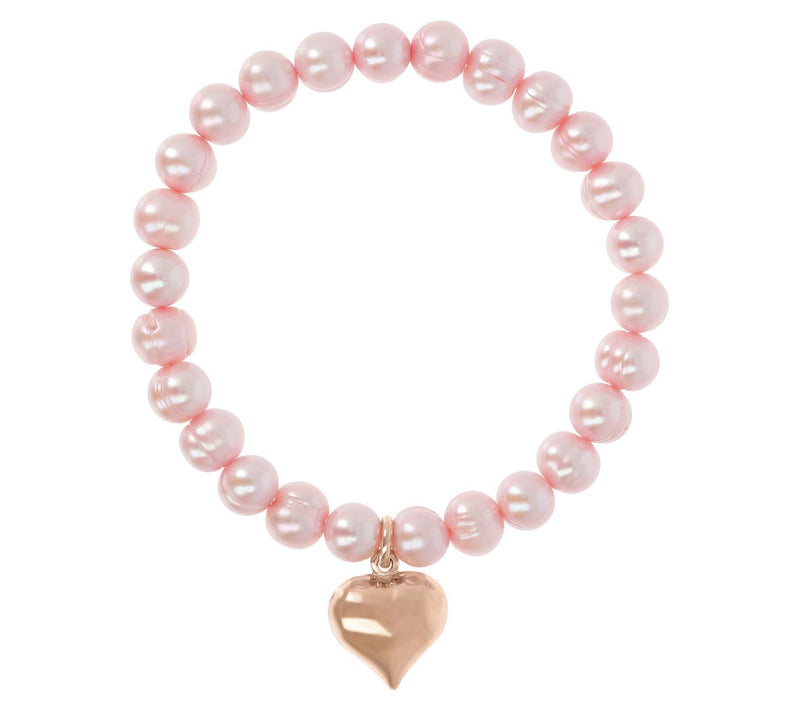 Honora Cultured Pearl Heart Charm StretchBracelet — View 7