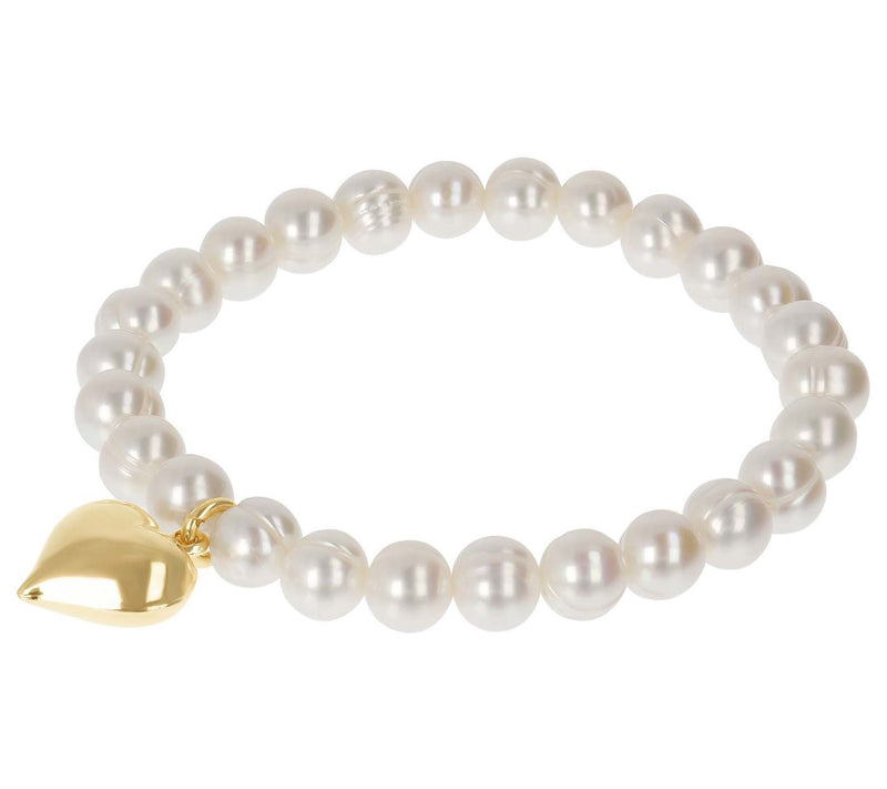 Honora Cultured Pearl Heart Charm StretchBracelet — View 8