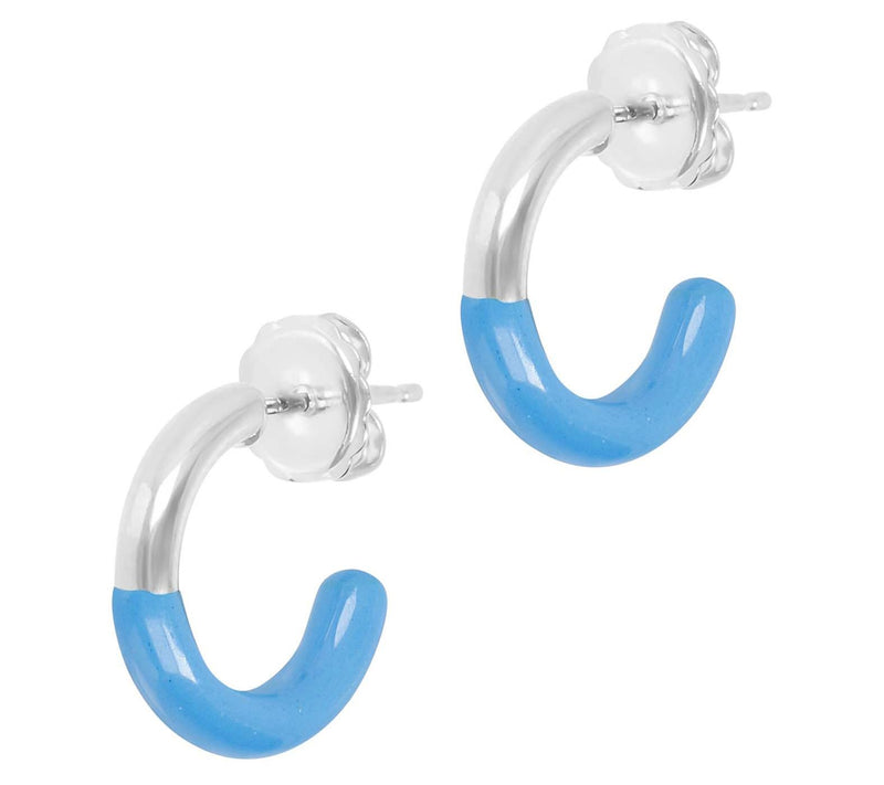 Veronese 18K White Gold Plated Enamel Hoop Earrings — View 5