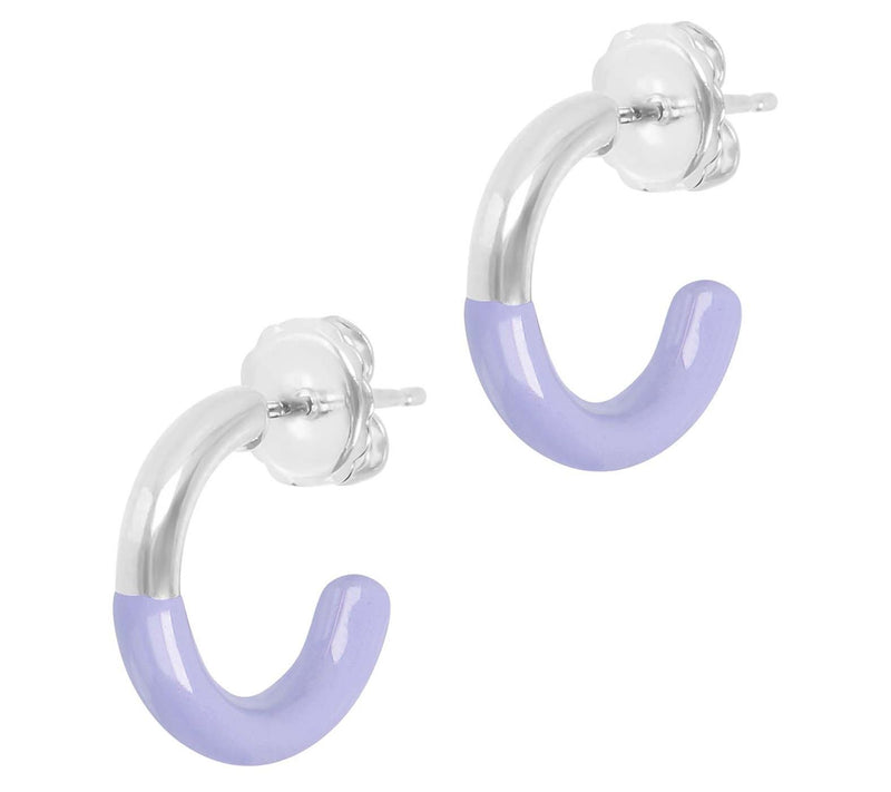 Veronese 18K White Gold Plated Enamel Hoop Earrings — View 13