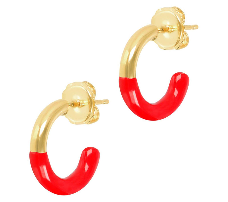 Veronese 18K Gold Plated Enamel Hoop Earrings — View 9