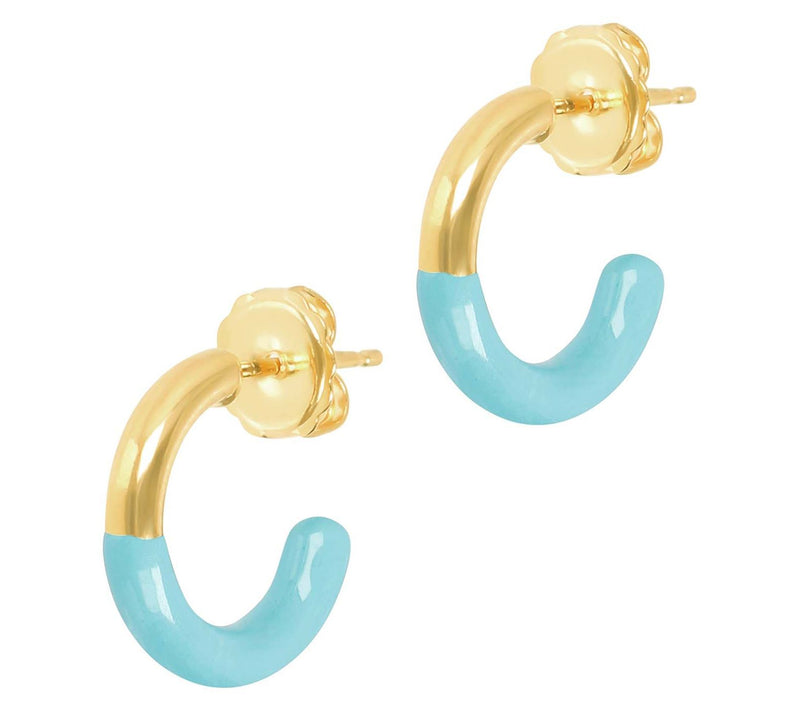 Veronese 18K Gold Plated Enamel Hoop Earrings — View 11