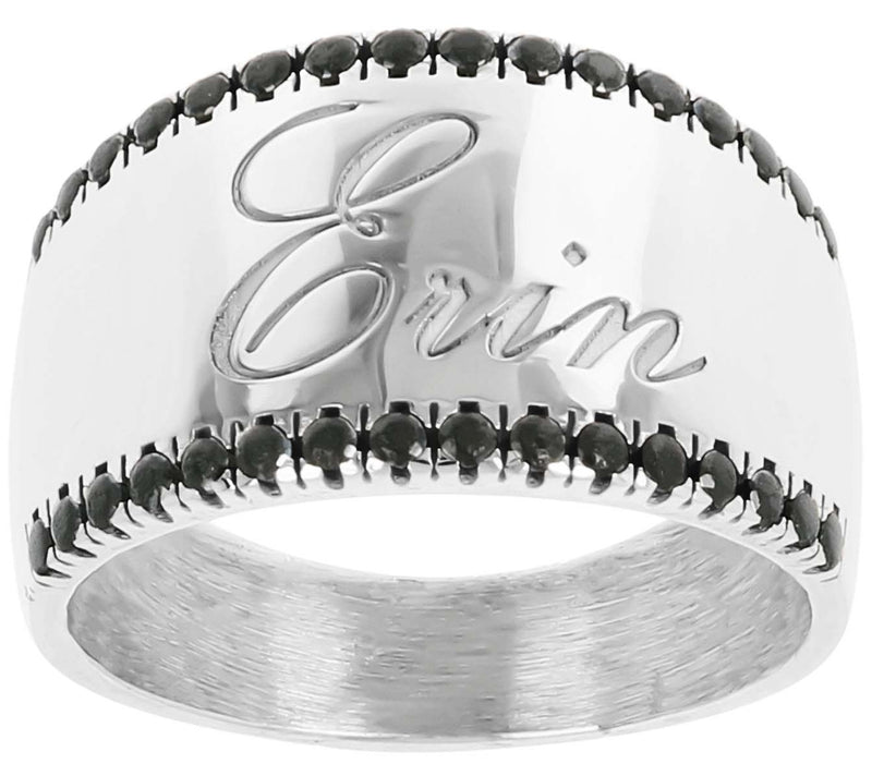 Diamonique Black Personalized Graduated Band Ring, Sterling — View 5