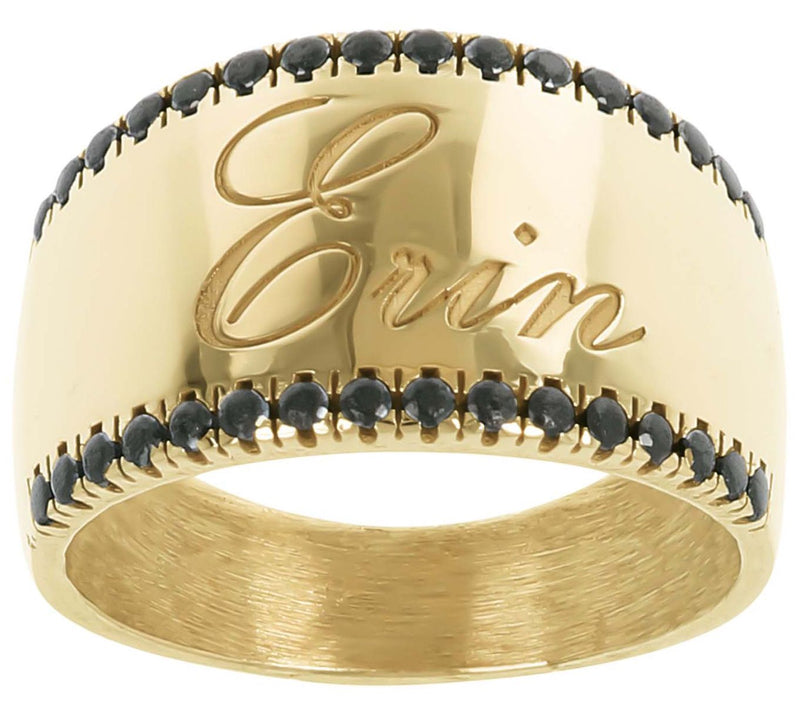 Diamonique Black Personalized Graduated Band Ring, Sterling — View 7