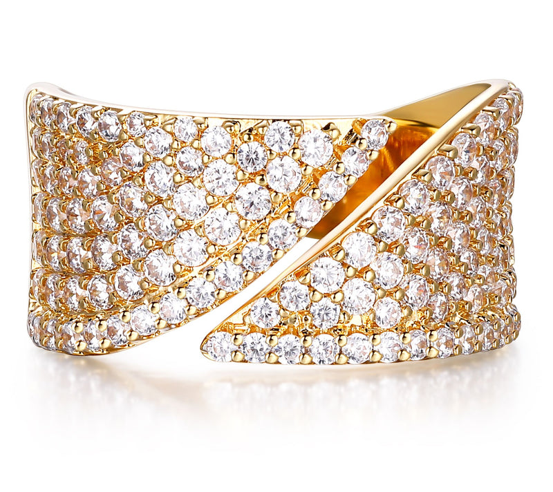 Diamonique 2.45 cttw Pave Goldtone Cuff Ring — View 4